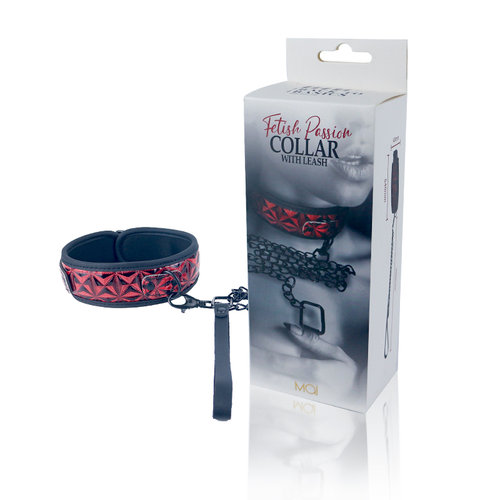 COLLAR+CADENA MAI BTB FETISH PASSION (NEGRO Y ROJO)